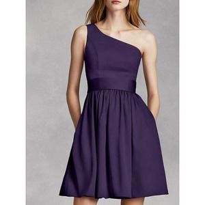 Vera Wang White  Purple One ShoulderDress Size 8
